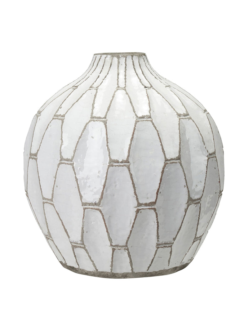 Geometric stoneware vase Pacific White Gaudi 20cm, imported from the UK