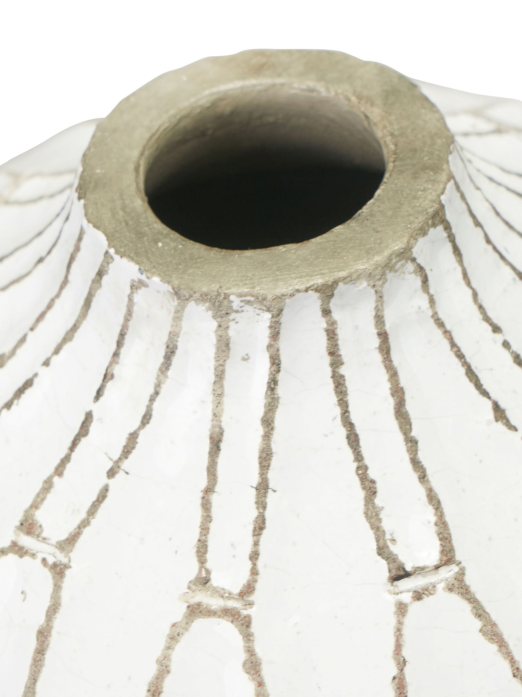 Geometric stoneware vase Pacific White Gaudi 20cm, imported from the UK