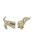 Pacific Shiny Gold Metal Sausage Dog Book Ends
