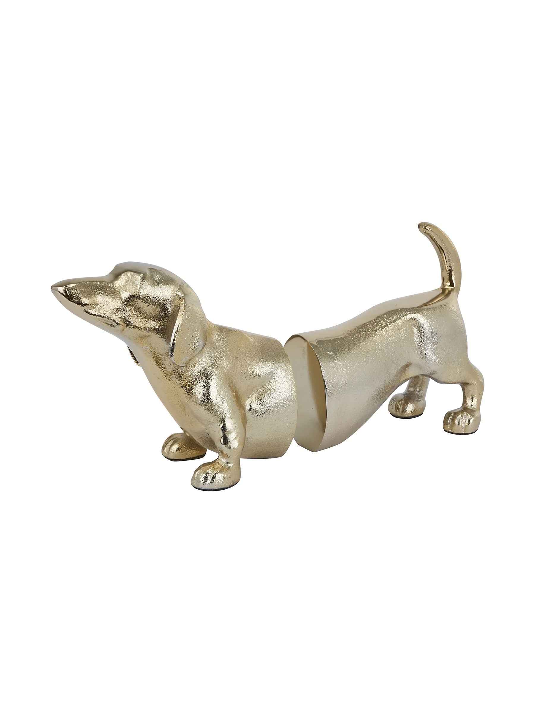 Pacific Shiny Gold Metal Sausage Dog Book Ends