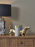 Pacific Shiny Gold Metal Sausage Dog Book Ends