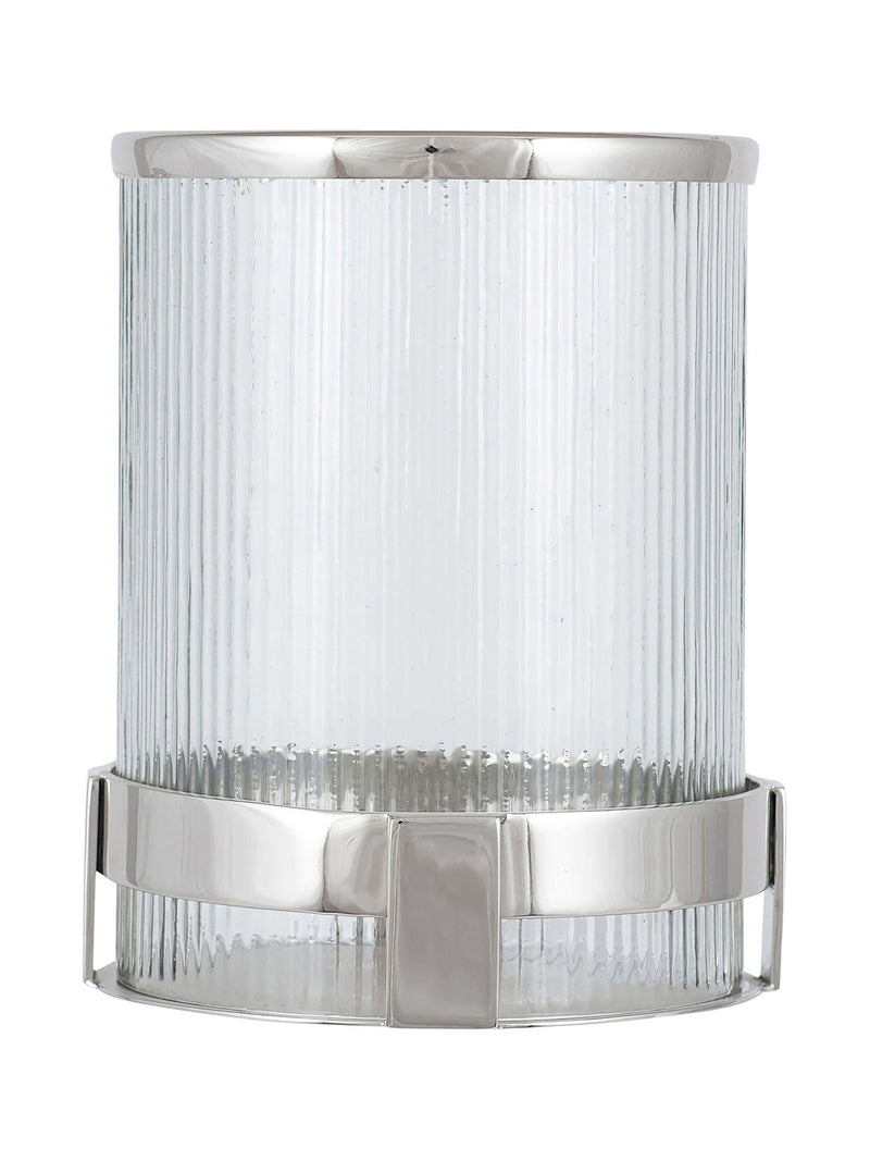 Metal and textured glass hurricane candle holder 21cm, imported from the UK
