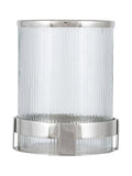 Metal and textured glass hurricane candle holder 21cm, imported from the UK