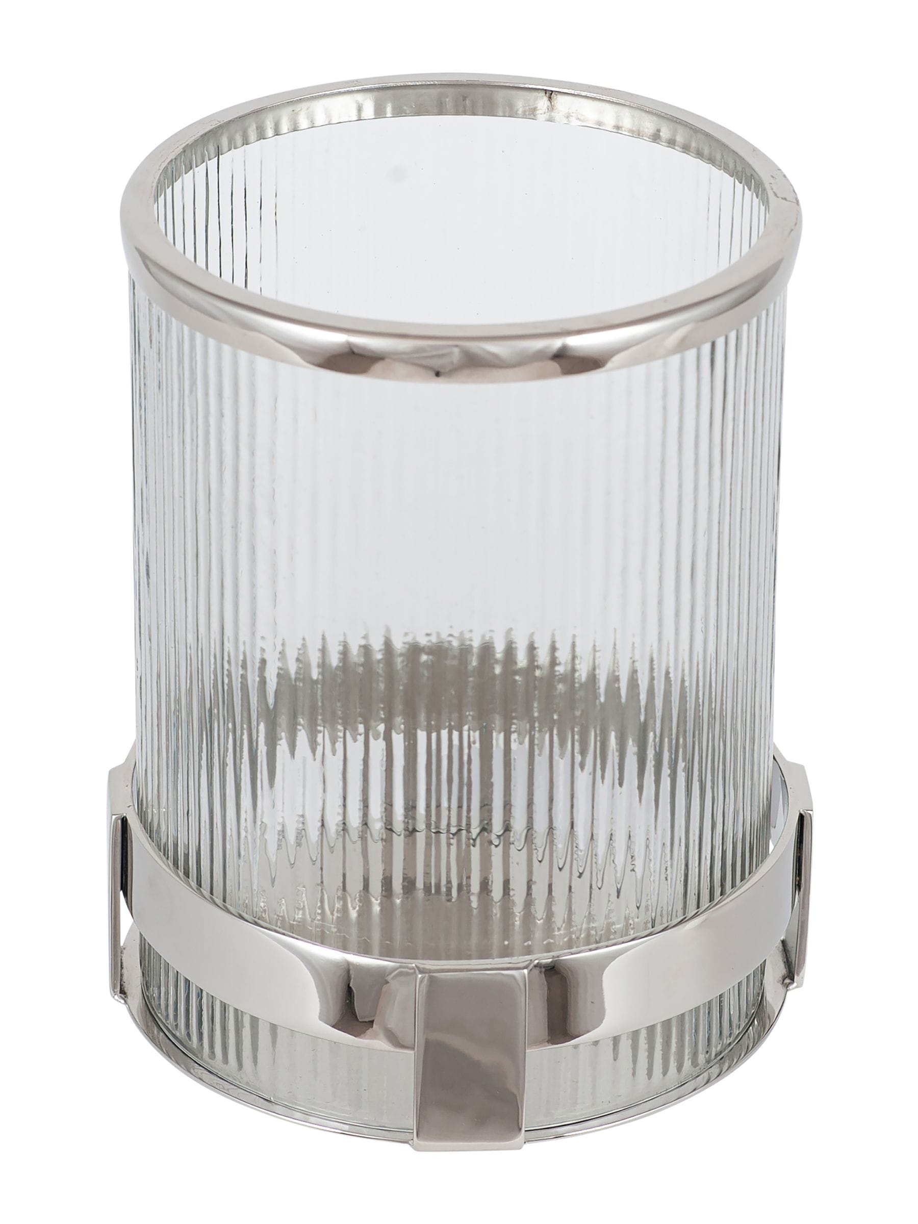 Metal and textured glass hurricane candle holder 21cm, imported from the UK