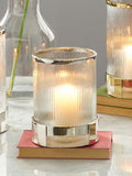 Metal and textured glass hurricane candle holder 21cm, imported from the UK