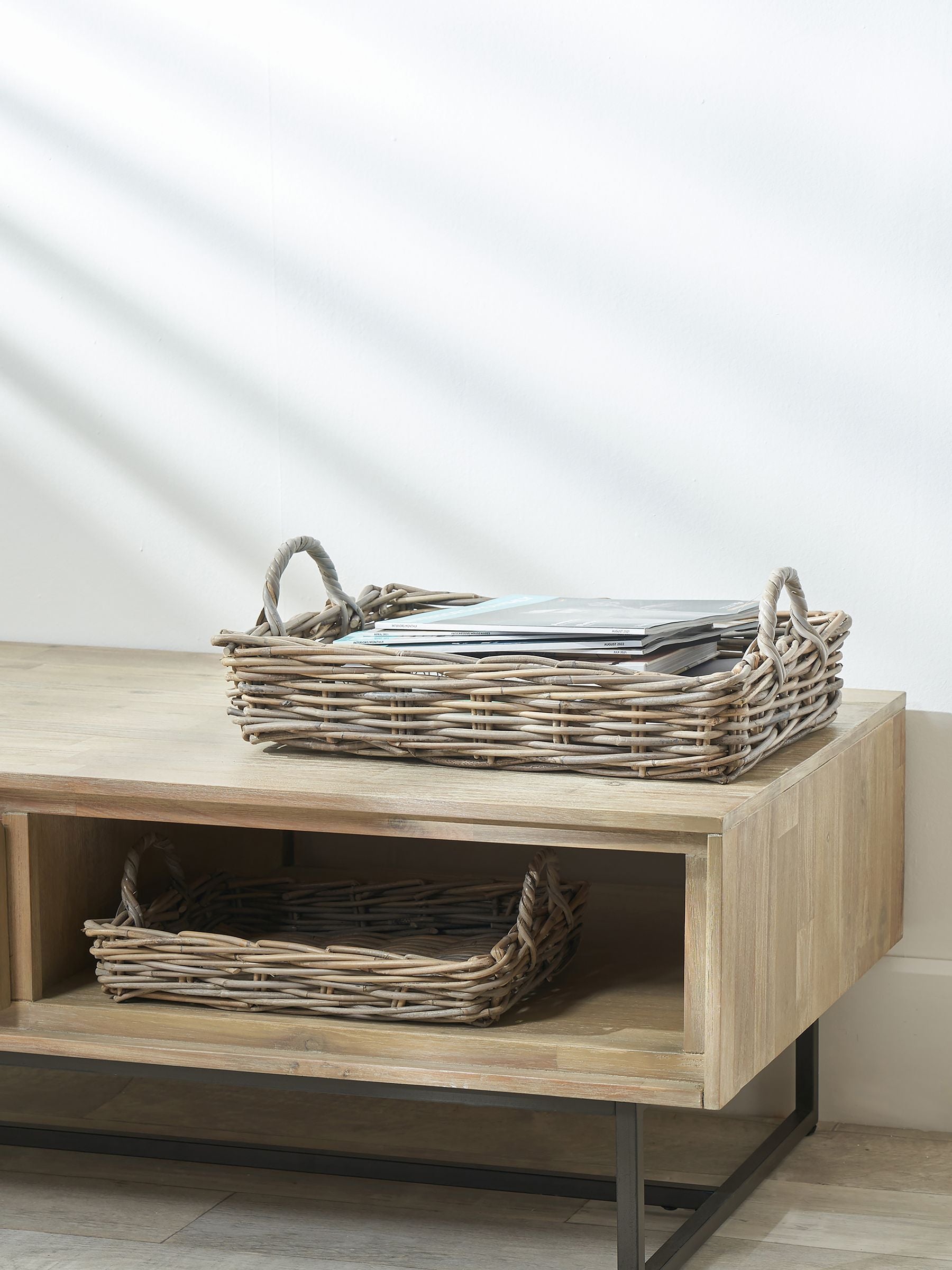 Pacific grey Kubu tray storage baskets set of 2 - British product