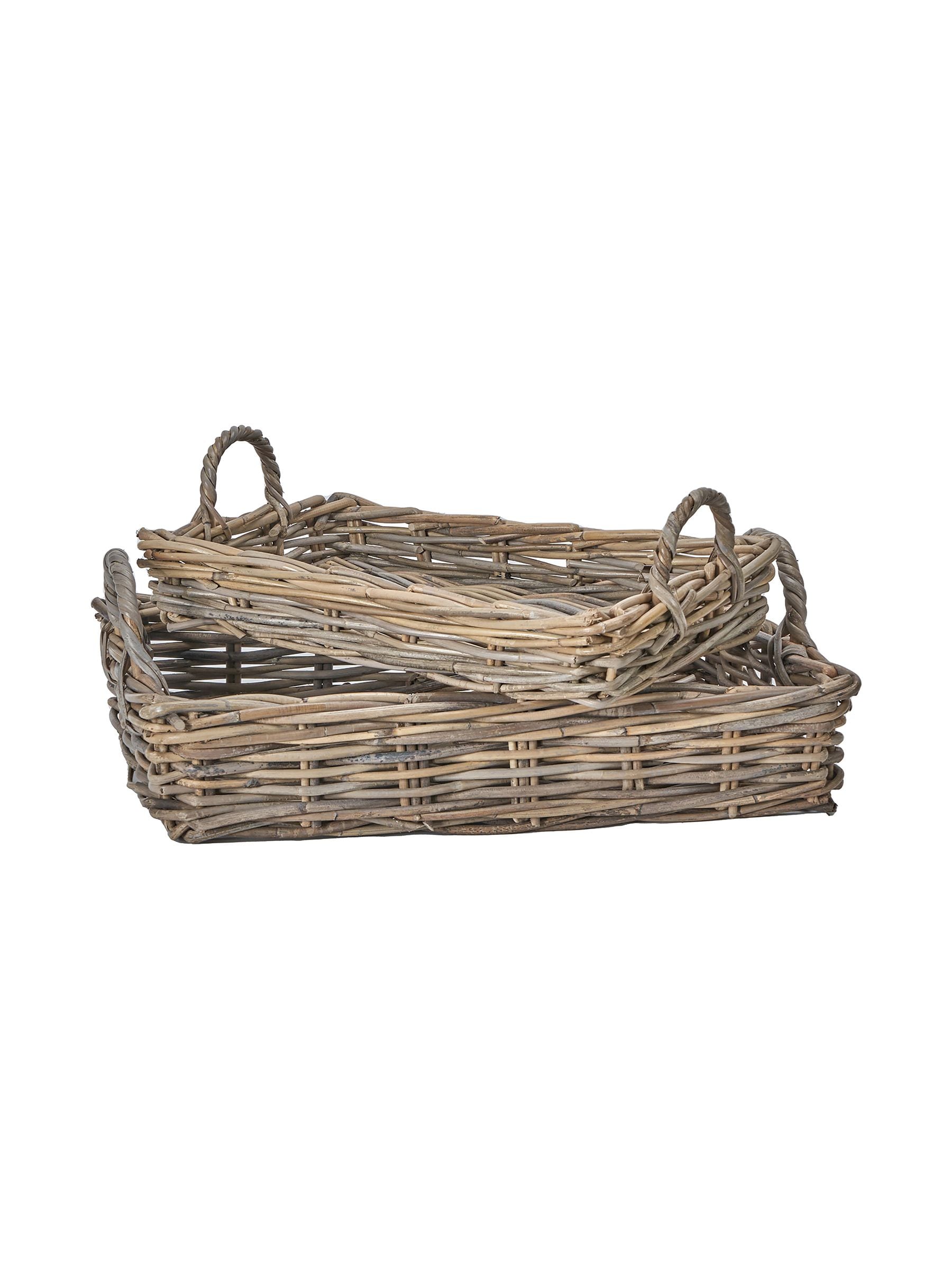 Pacific grey Kubu tray storage baskets set of 2 - British product