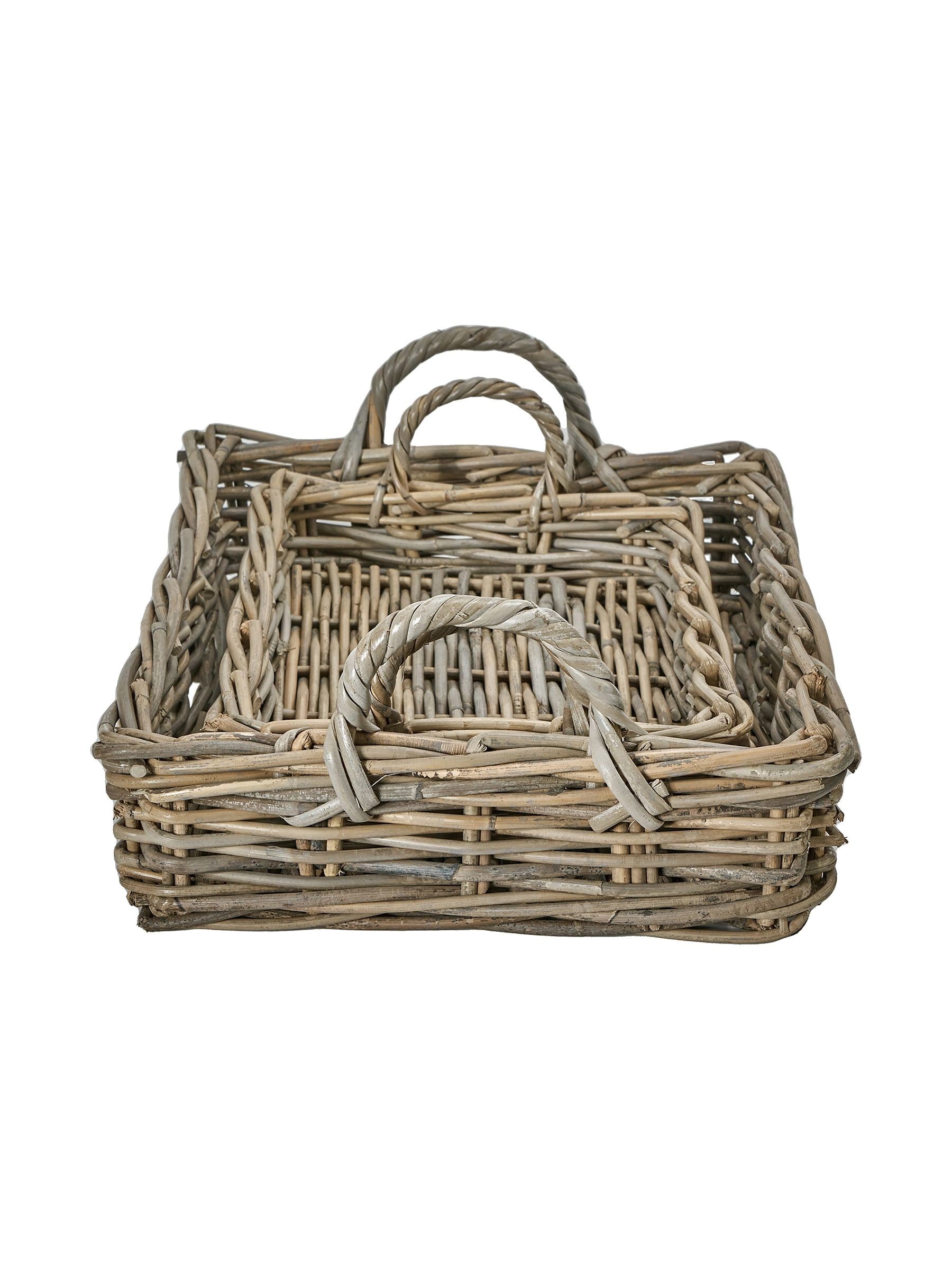 Pacific grey Kubu tray storage baskets set of 2 - British product