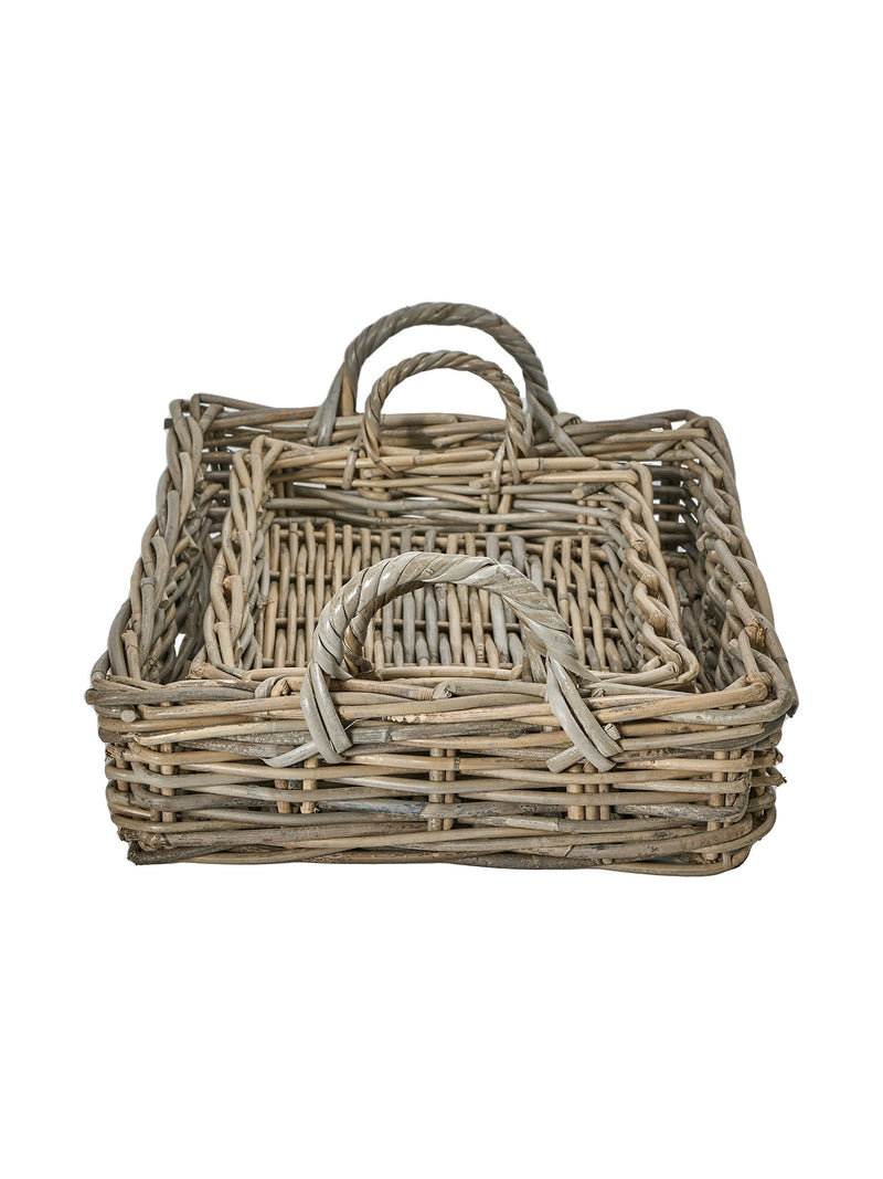 Pacific grey Kubu tray storage baskets set of 2 - British product