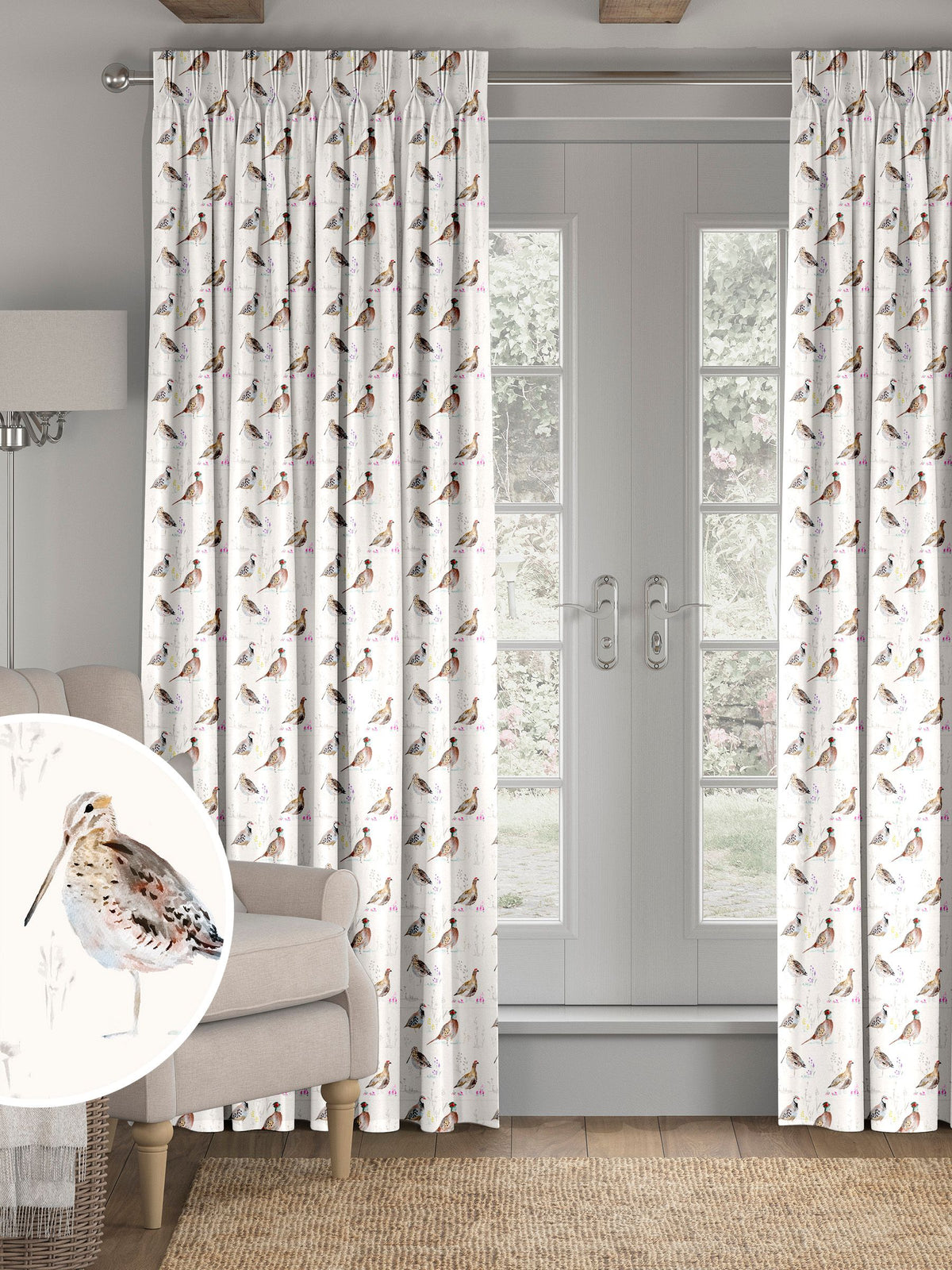 Next bird print made to measure curtains, UK version