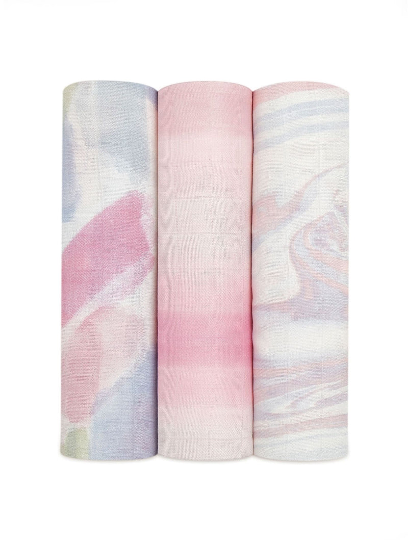 aden + anais muslin baby blankets Pink Florentine 3 pack (British brand)