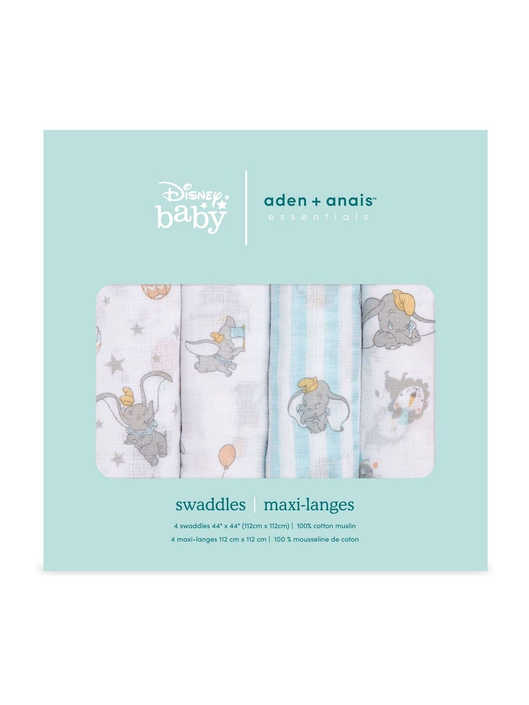 Aden & Anais Dumbo New Heights Essentials Muslin Blankets 4 Pack