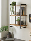 Bronx Dark Wide 3 Tier Wall Shelves 75cm