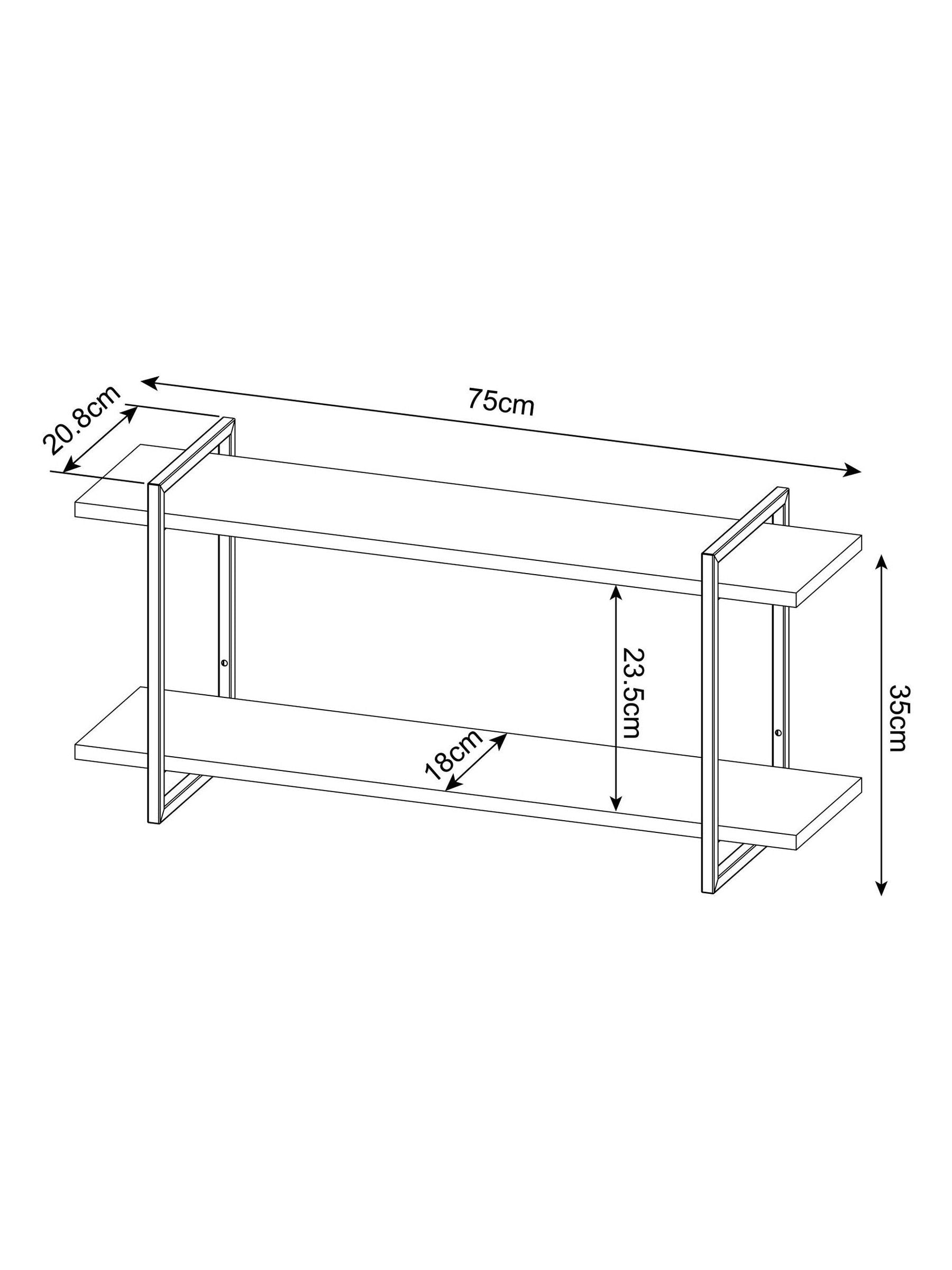 Bronx dark 2 tier wide wall shelves, UK version