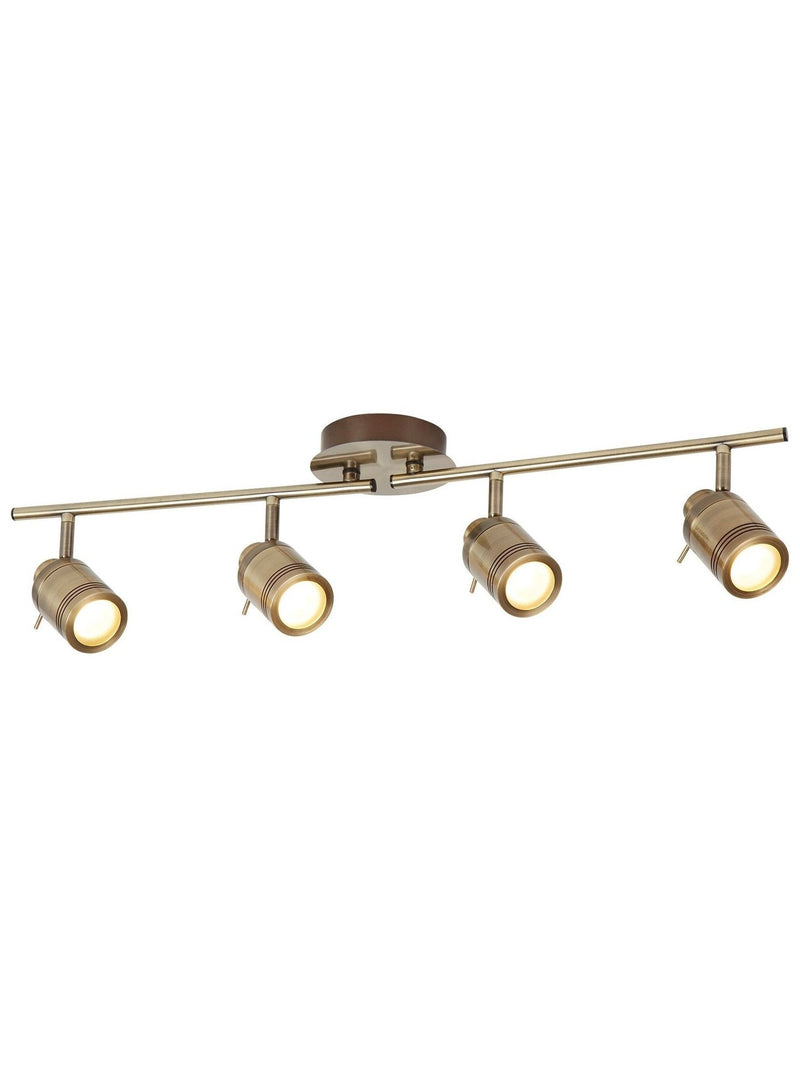 Searchlight Brass Titan 4-light bar spotlight with frosted glass shades (British brand)