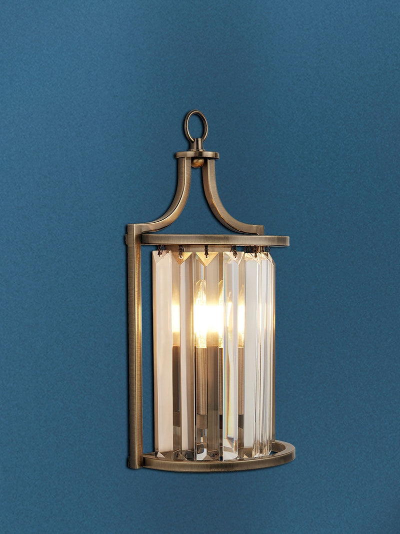 Searchlight Hermione antique brass wall light, imported from the UK