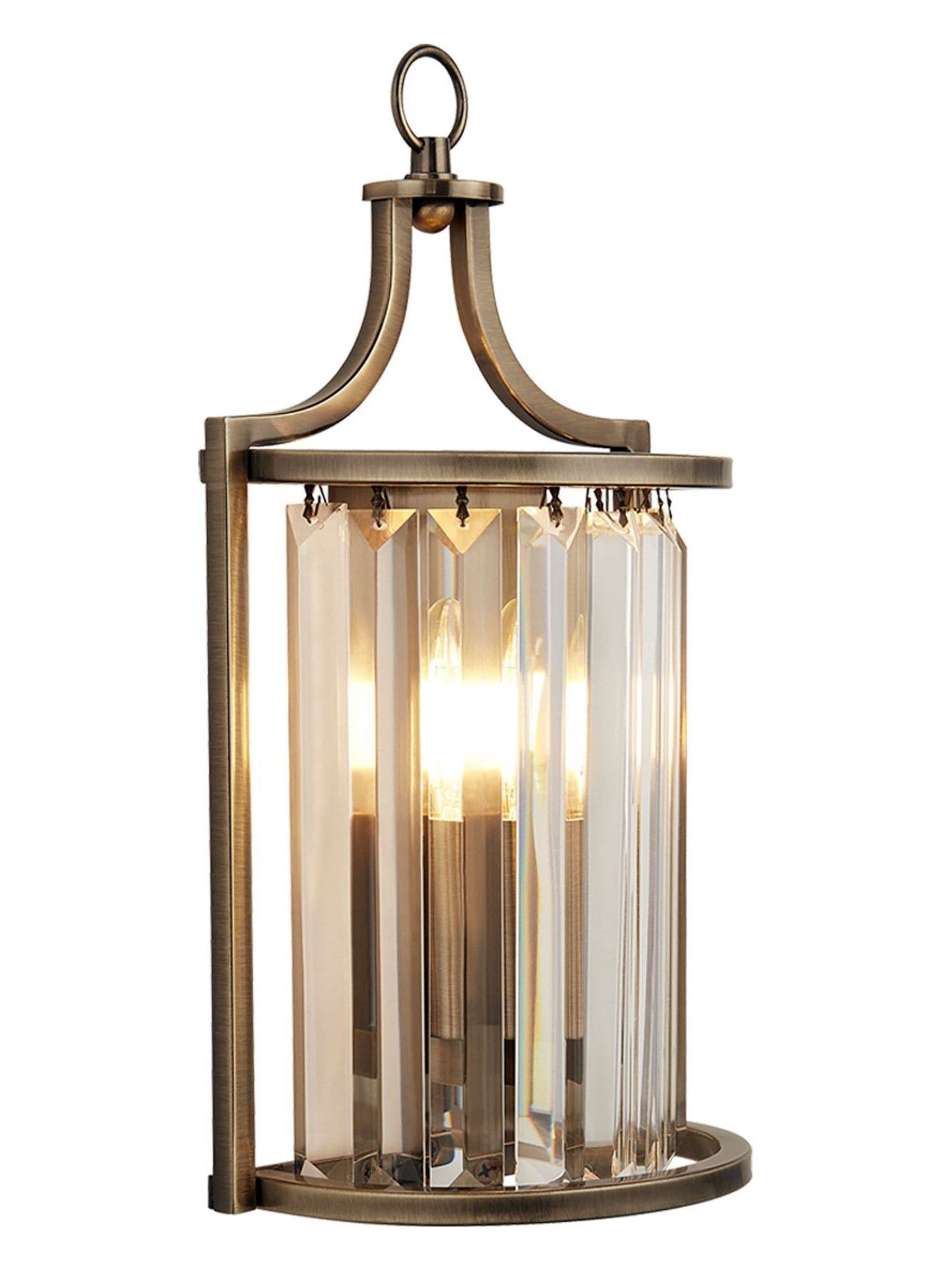 Searchlight Hermione antique brass wall light, imported from the UK
