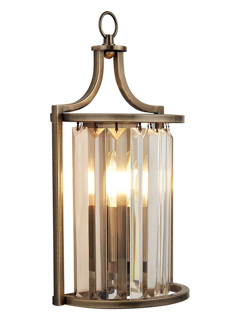 Searchlight Hermione antique brass wall light, imported from the UK