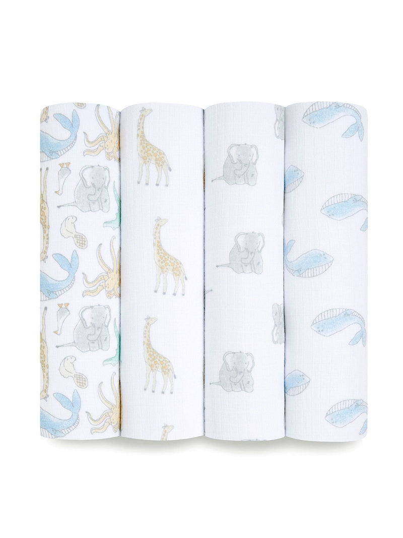 Aden & Anais Natural History Essentials Muslin Blankets 4 Pack