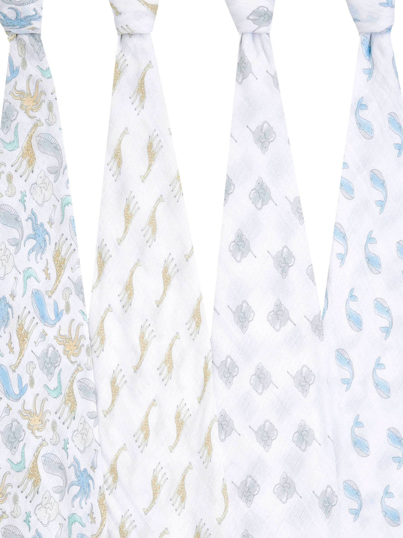 Aden & Anais Natural History Essentials Muslin Blankets 4 Pack