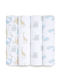 Aden & Anais Natural History Essentials Muslin Blankets 4 Pack
