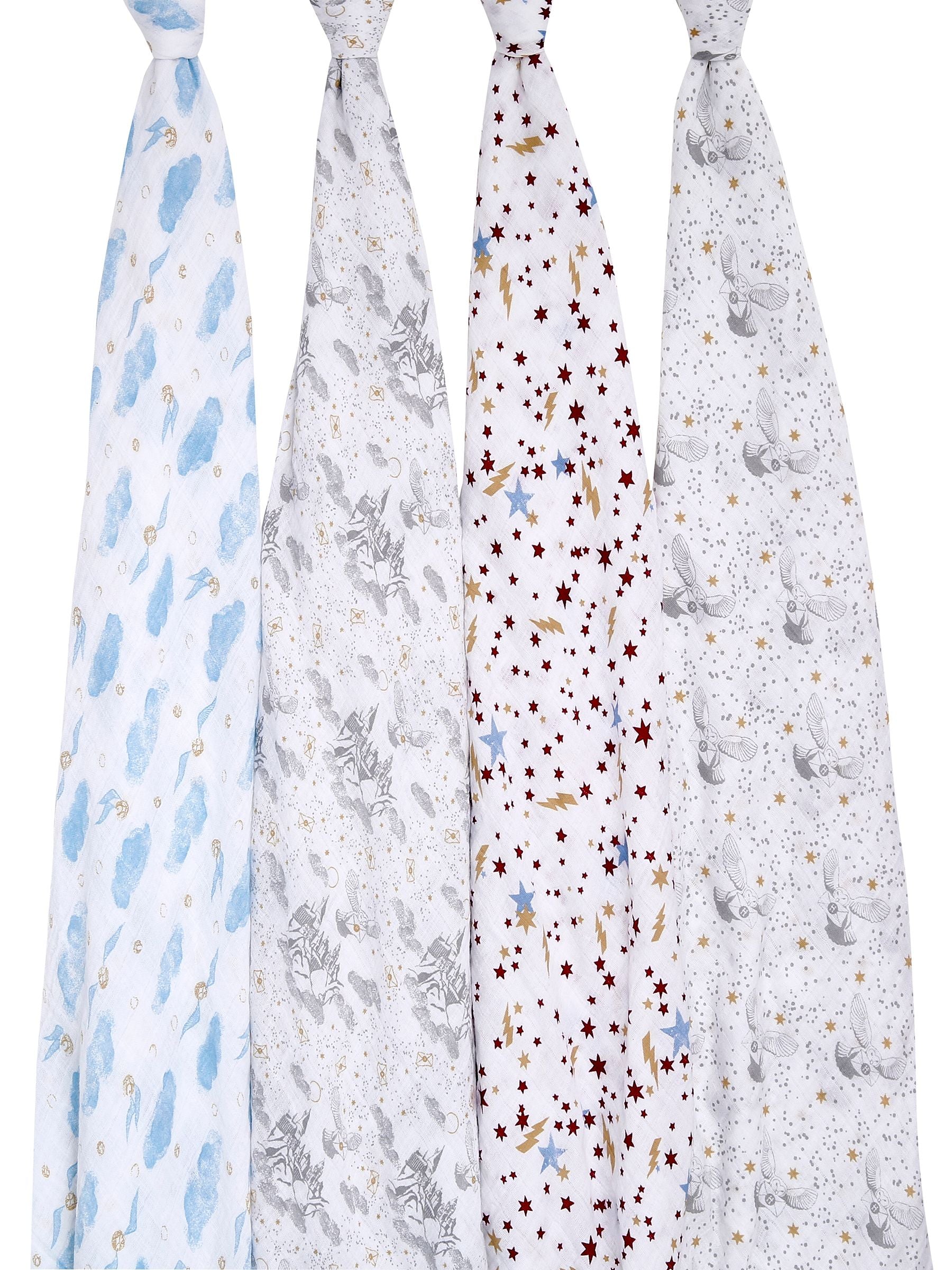aden + anais Harry Potter Iconic Large Muslin Blankets 4 Pack