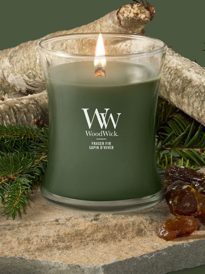 Next WoodWick Fraser Fir Medium Hourglass Scented Candle 11.5cm- Buy online at McGrocer