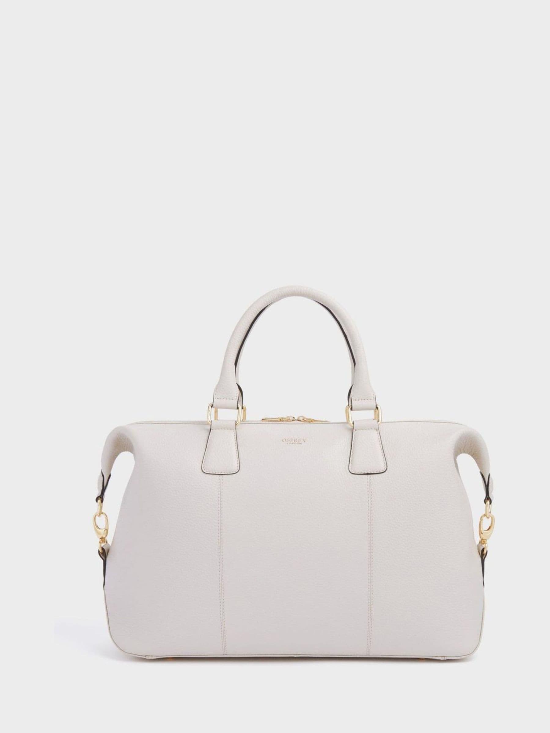 Osprey London cream leather weekender bag, UK version