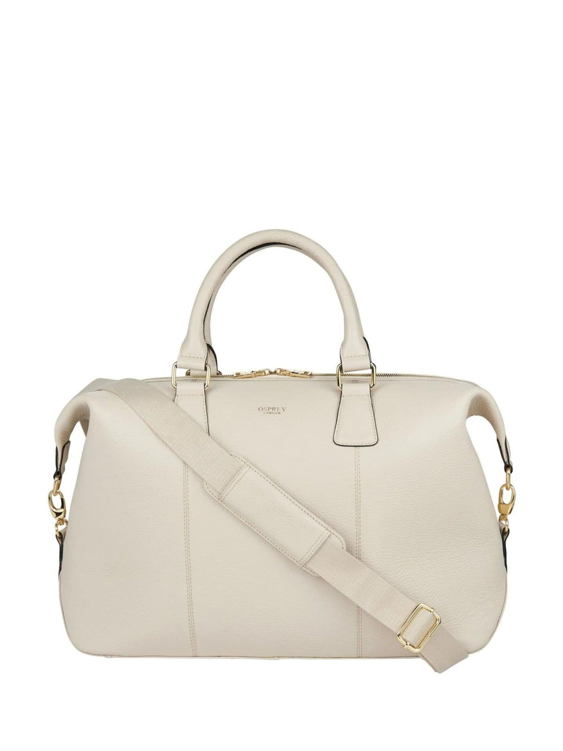 Osprey London cream leather weekender bag, UK version
