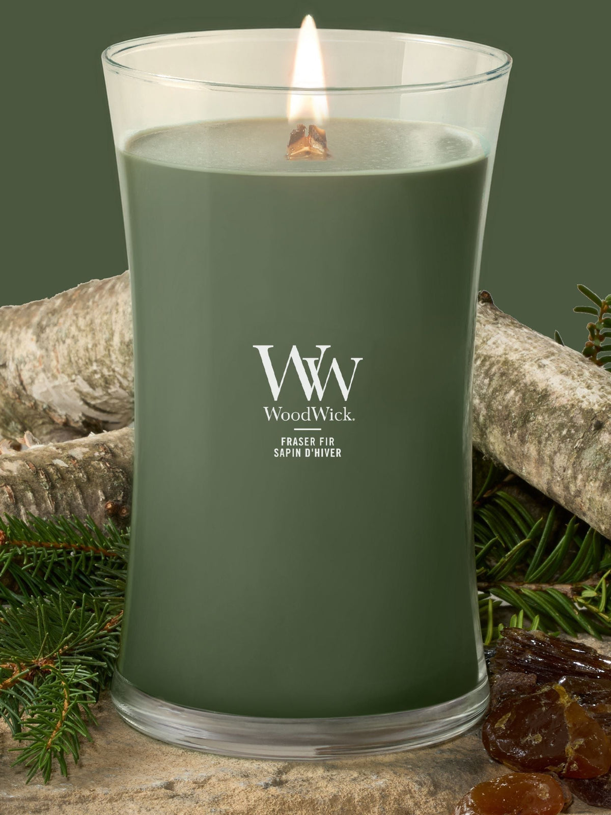 WoodWick Fraser Fir Medium Hourglass Scented Candle 11.5cm