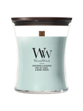 Woodwick candle blue hourglass medium 1-wick, imported from the UK