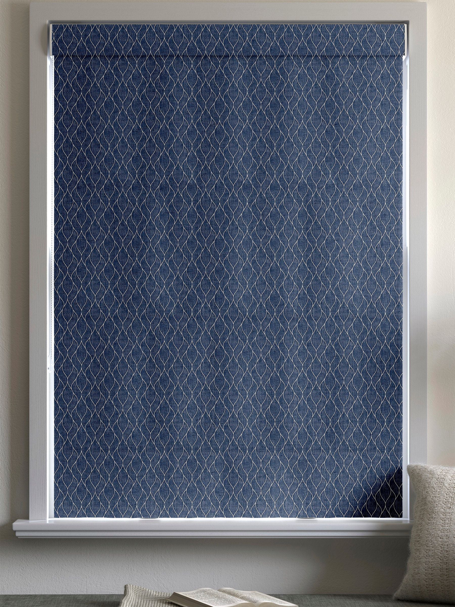 Molton made to measure roman blind in blue, imported from the UK