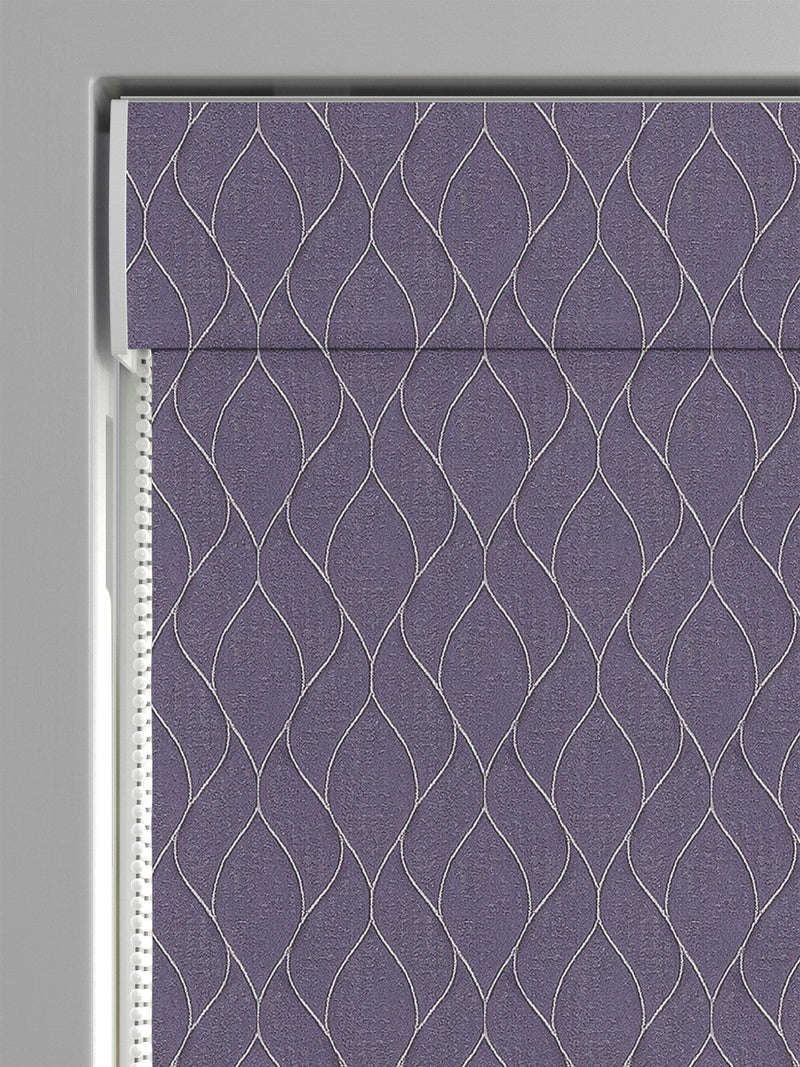 Purple Molton made to measure roman blind, imported from the UK