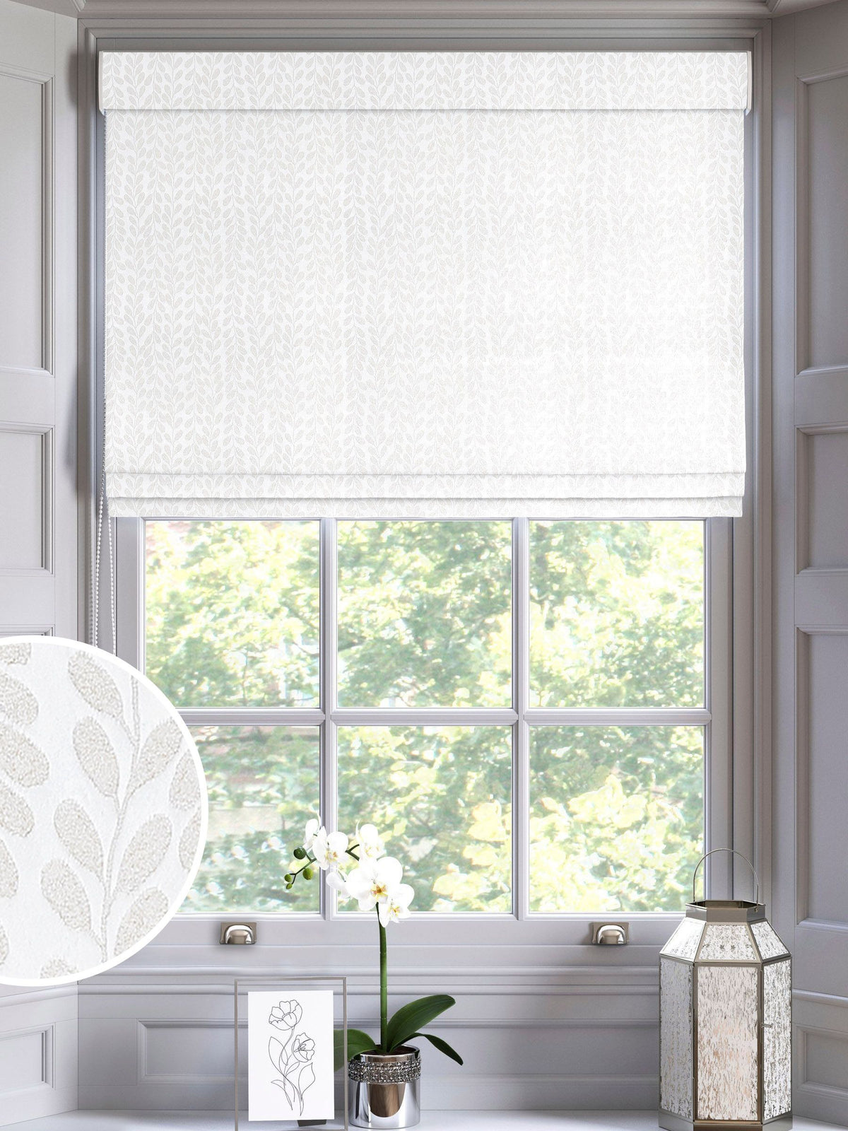 Next cream Quincy Oyster made to measure roman blind, imported from the UK