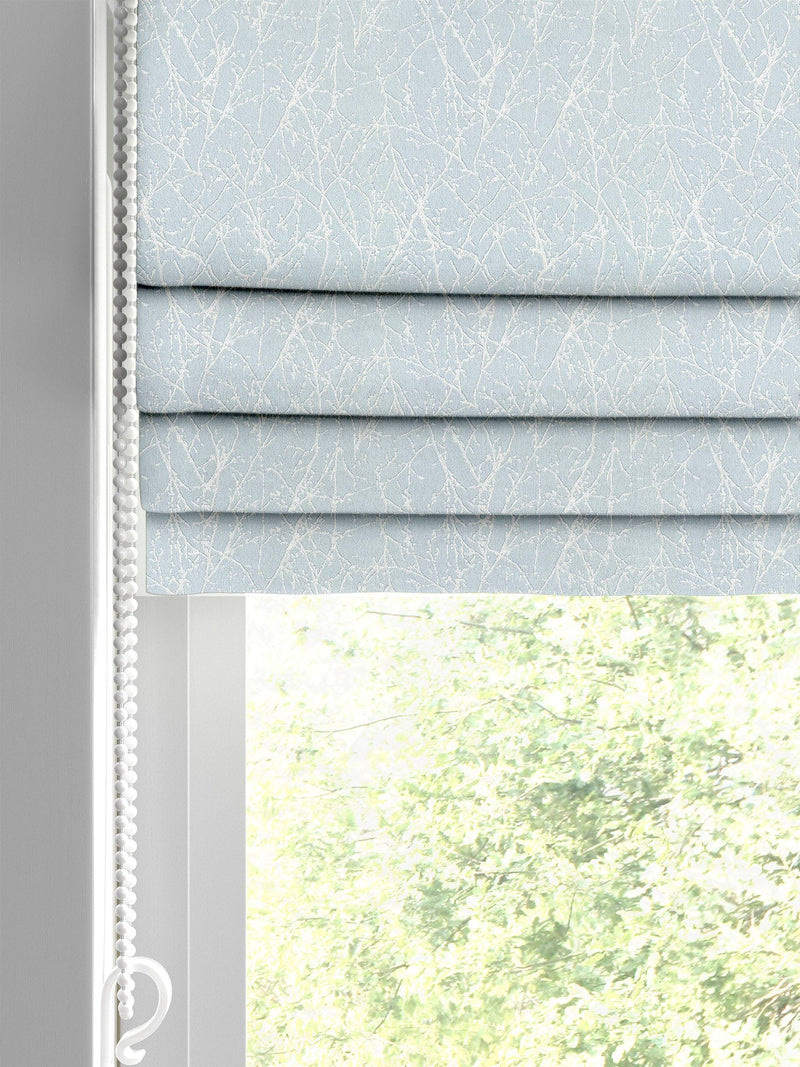 Sidley blue Roman blind with twig pattern (British brand)