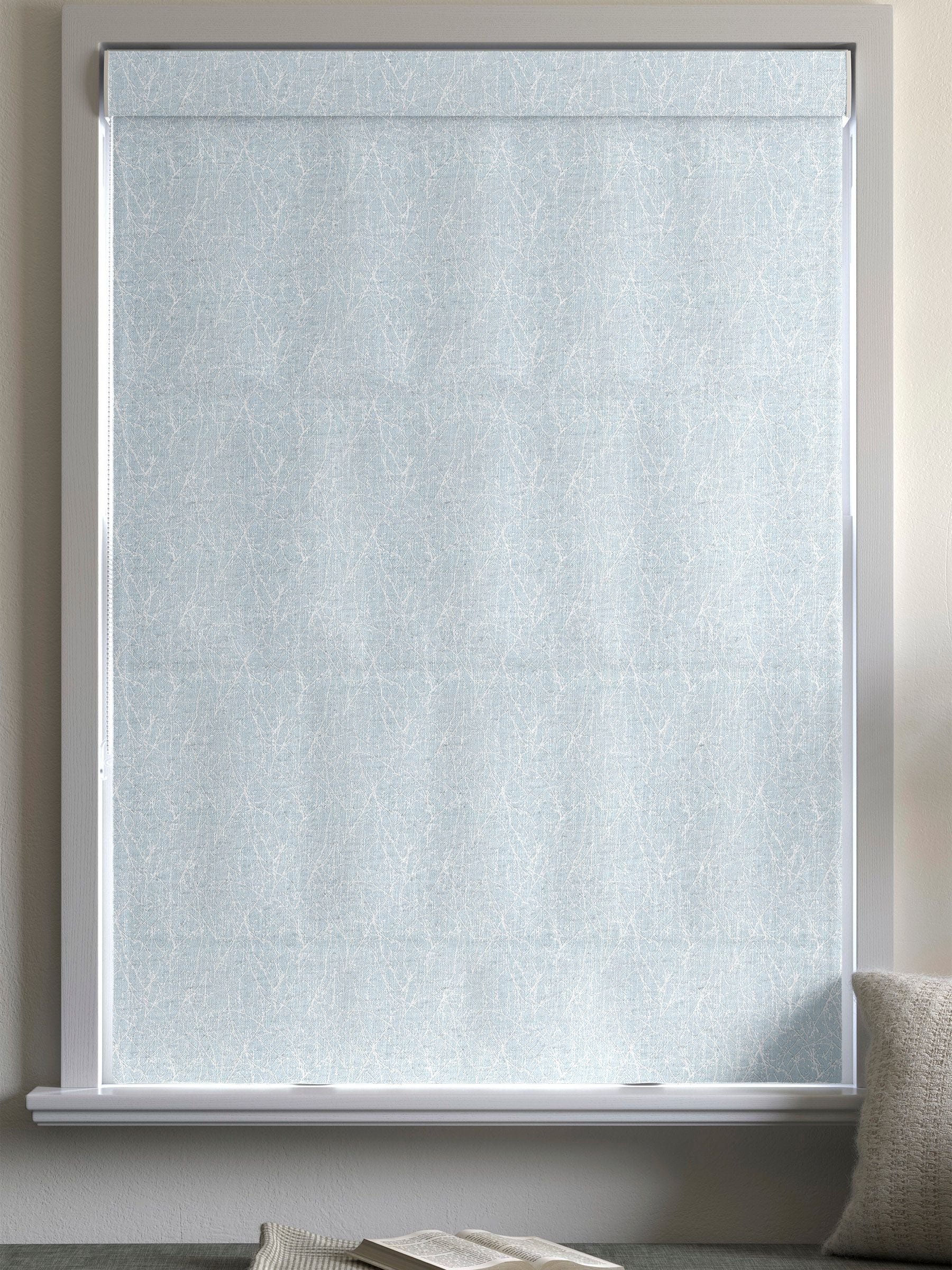 Sidley blue Roman blind with twig pattern (British brand)