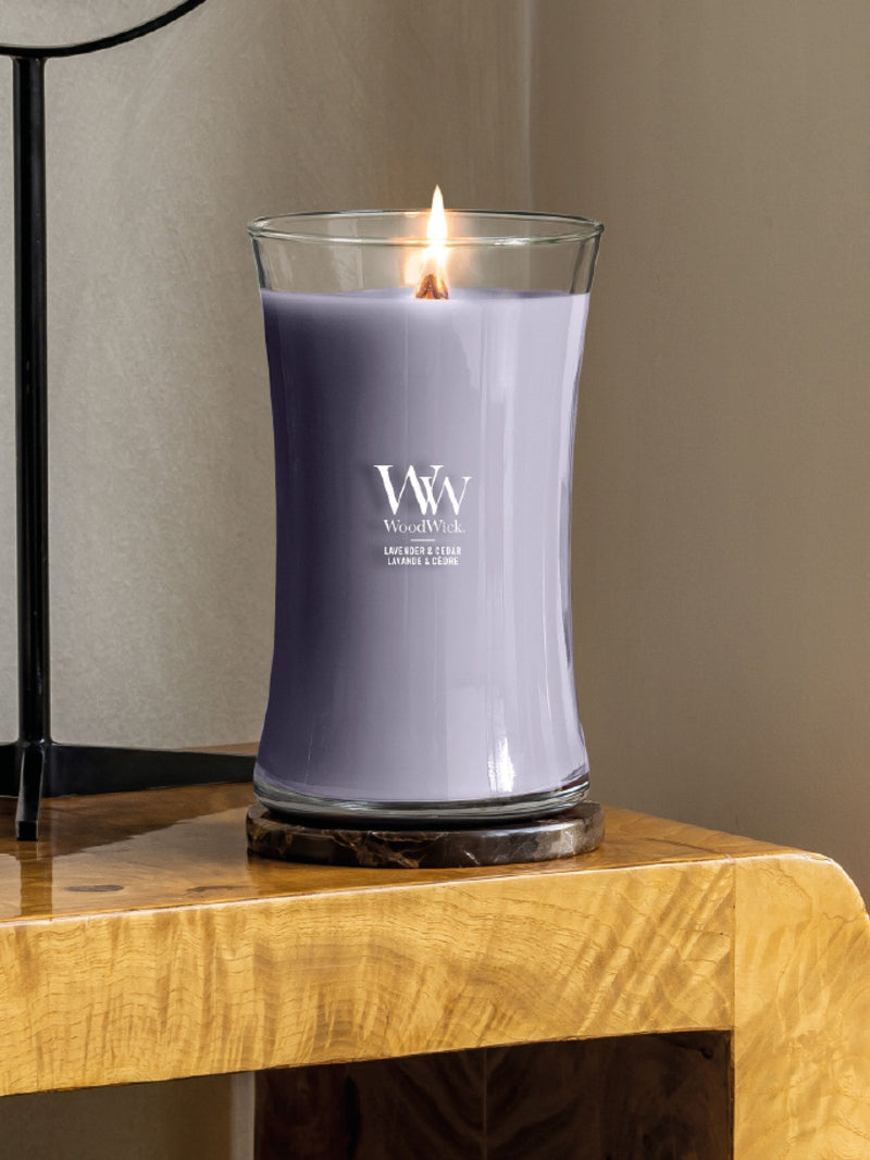 WoodWick Lilac medium hourglass candle (British brand)
