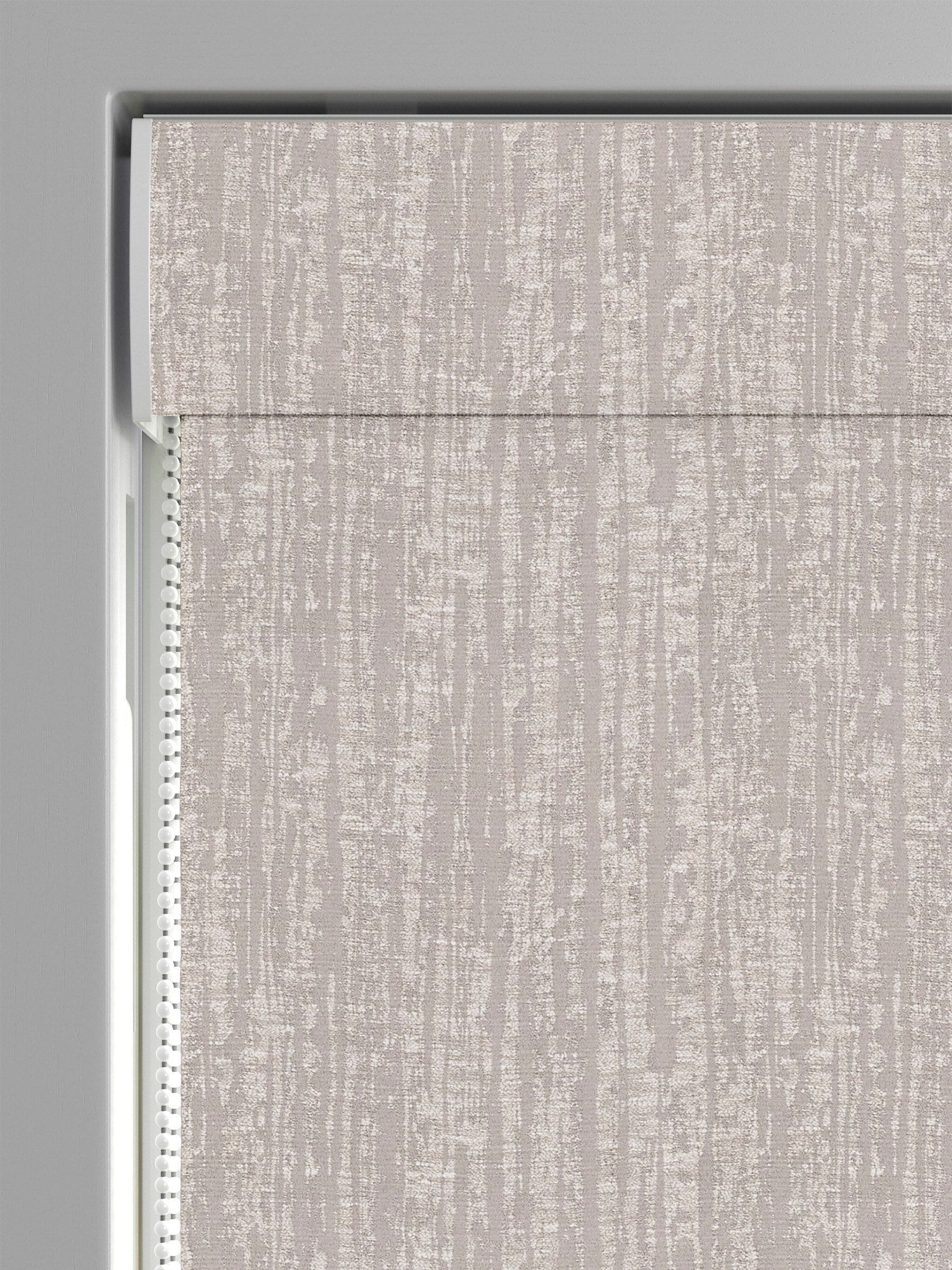 Silver Lenna grey roman blind with vertical texture, imported from the UK