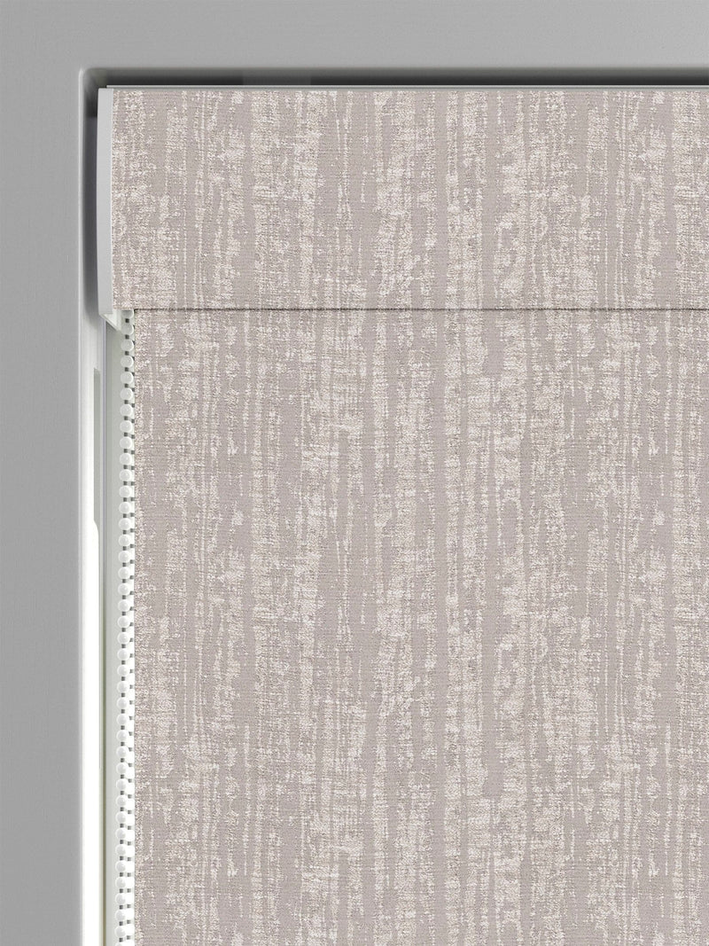 Silver Lenna grey roman blind with vertical texture, imported from the UK