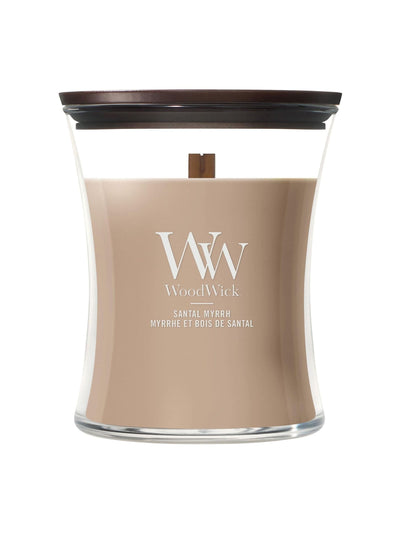 Next WoodWick Santal Myrrh Medium Hourglass Single Wick Candle- Buy online at McGrocer