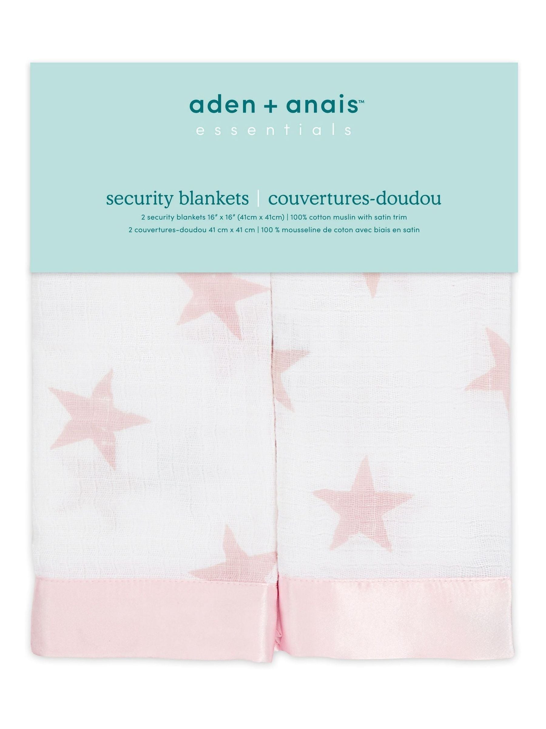 Aden + Anais pink muslin security blanket 2 pack, imported from the UK