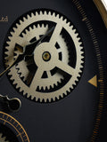 Black champagne gold metal cogs wall clock 50cm, imported from the UK