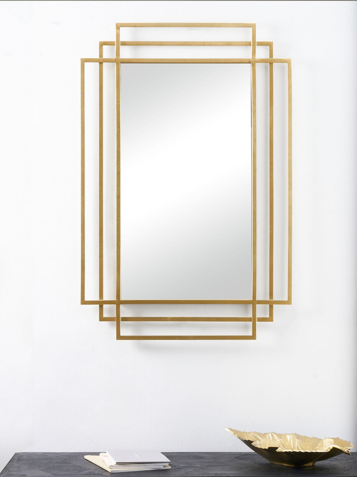 Pacific Gold rectangular multi framed wall mirror, imported from the UK