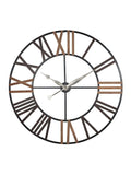 Large antique grey metal and wood wall clock, UK version