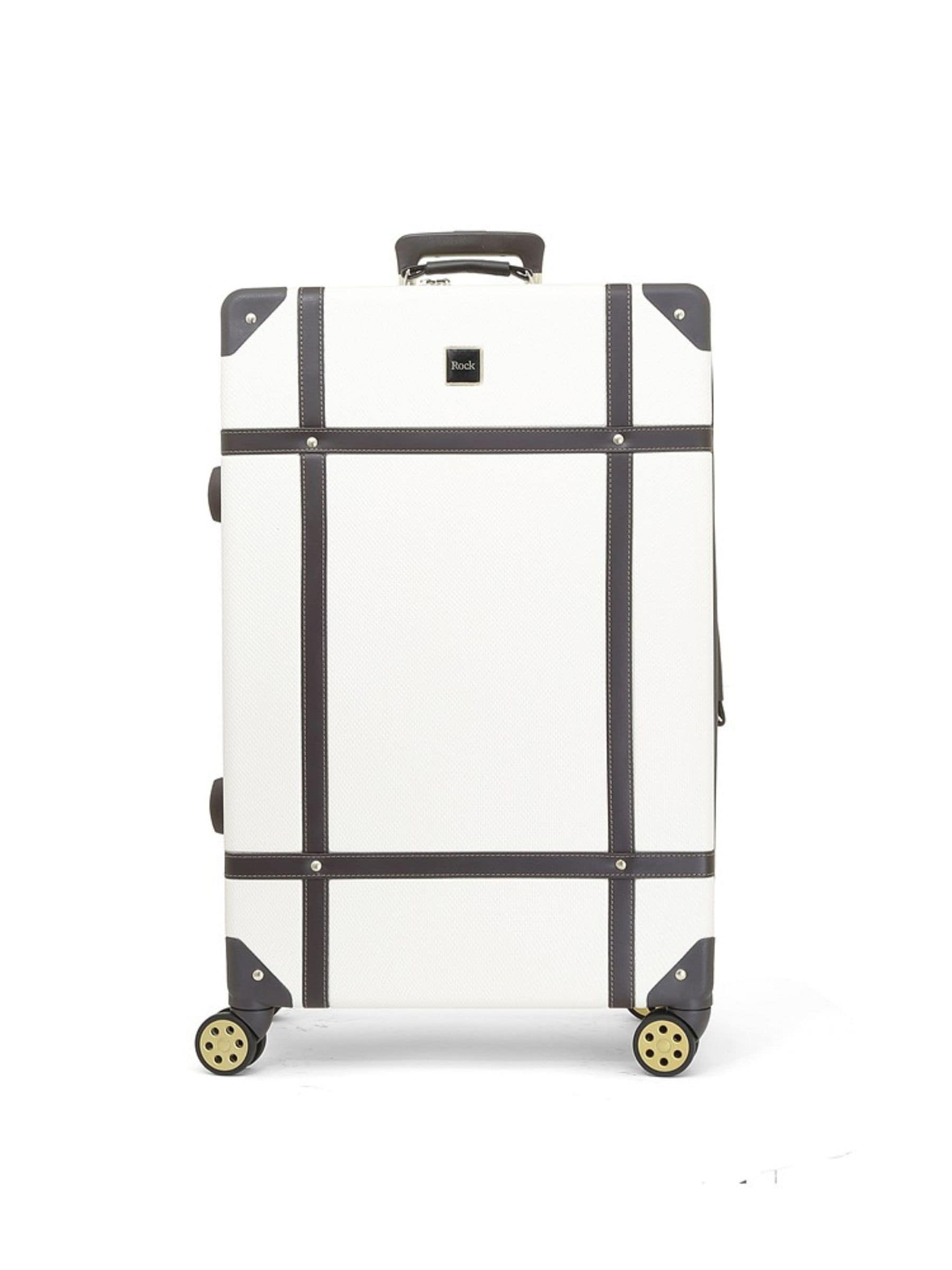 Rock Luggage cream vintage medium suitcase 4kg, imported from the UK