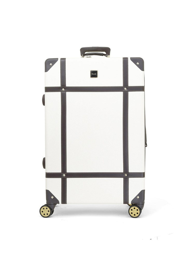 Rock Luggage cream vintage medium suitcase 4kg, imported from the UK