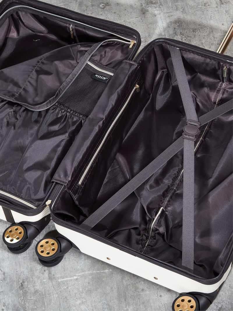 Rock Luggage cream vintage medium suitcase 4kg, imported from the UK