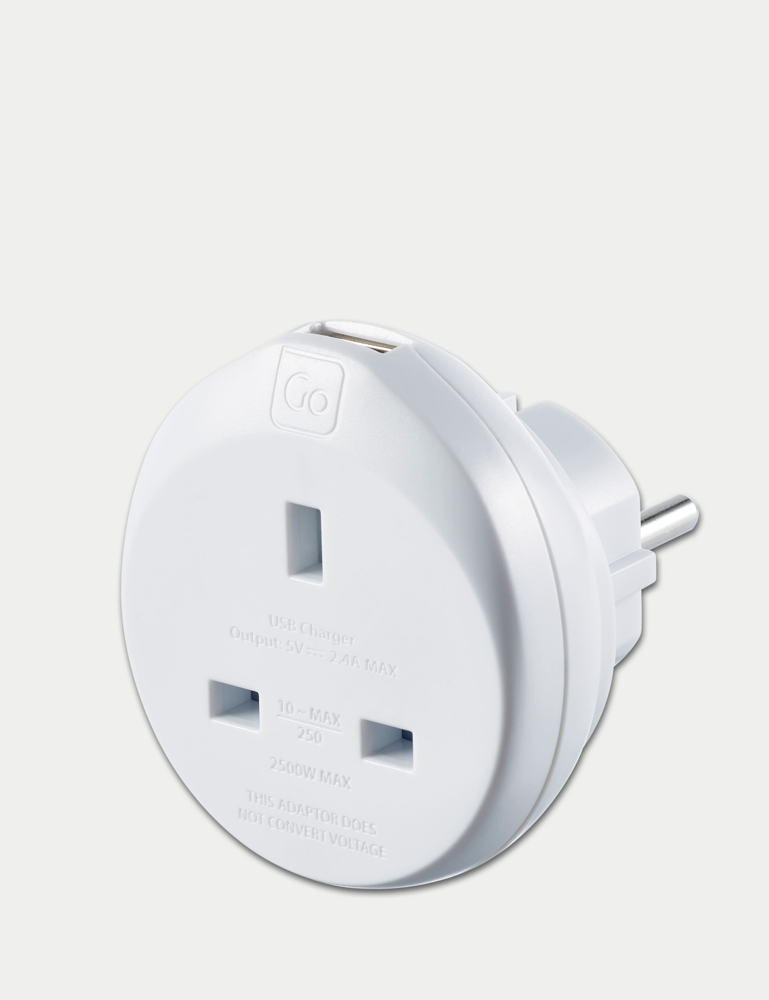 Go Travel UK-EU Travel Adaptor with USB (British brand)