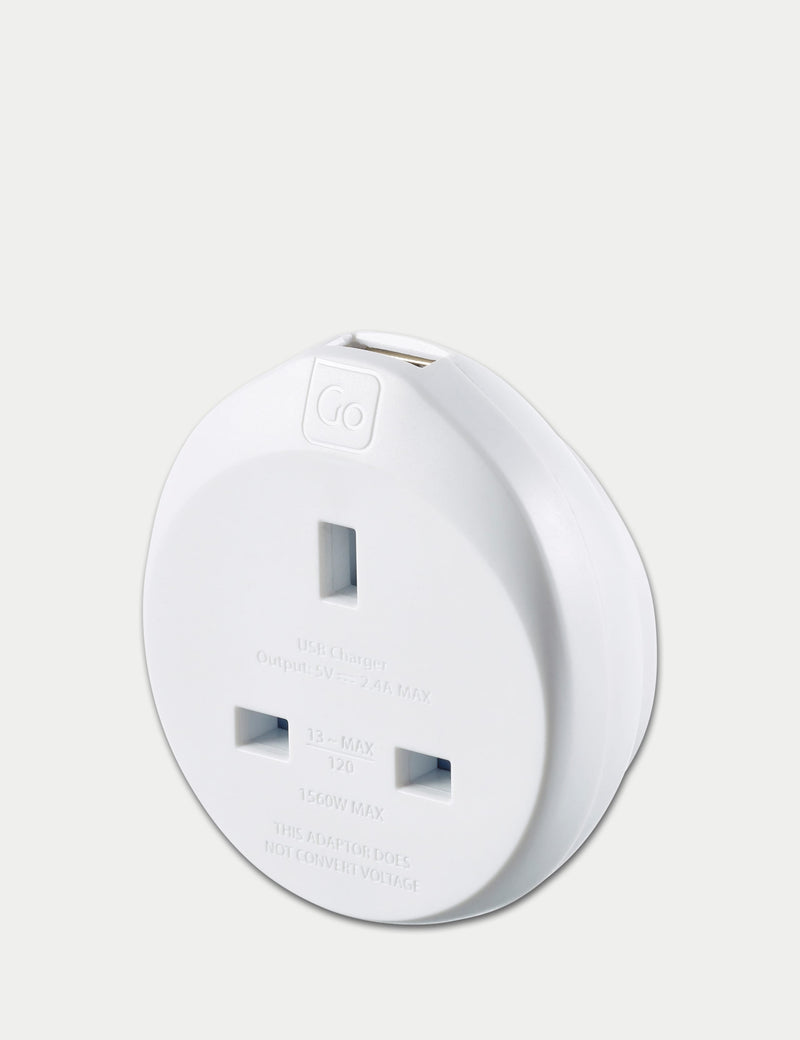 Go Travel UK-USA travel adaptor with USB, UK version