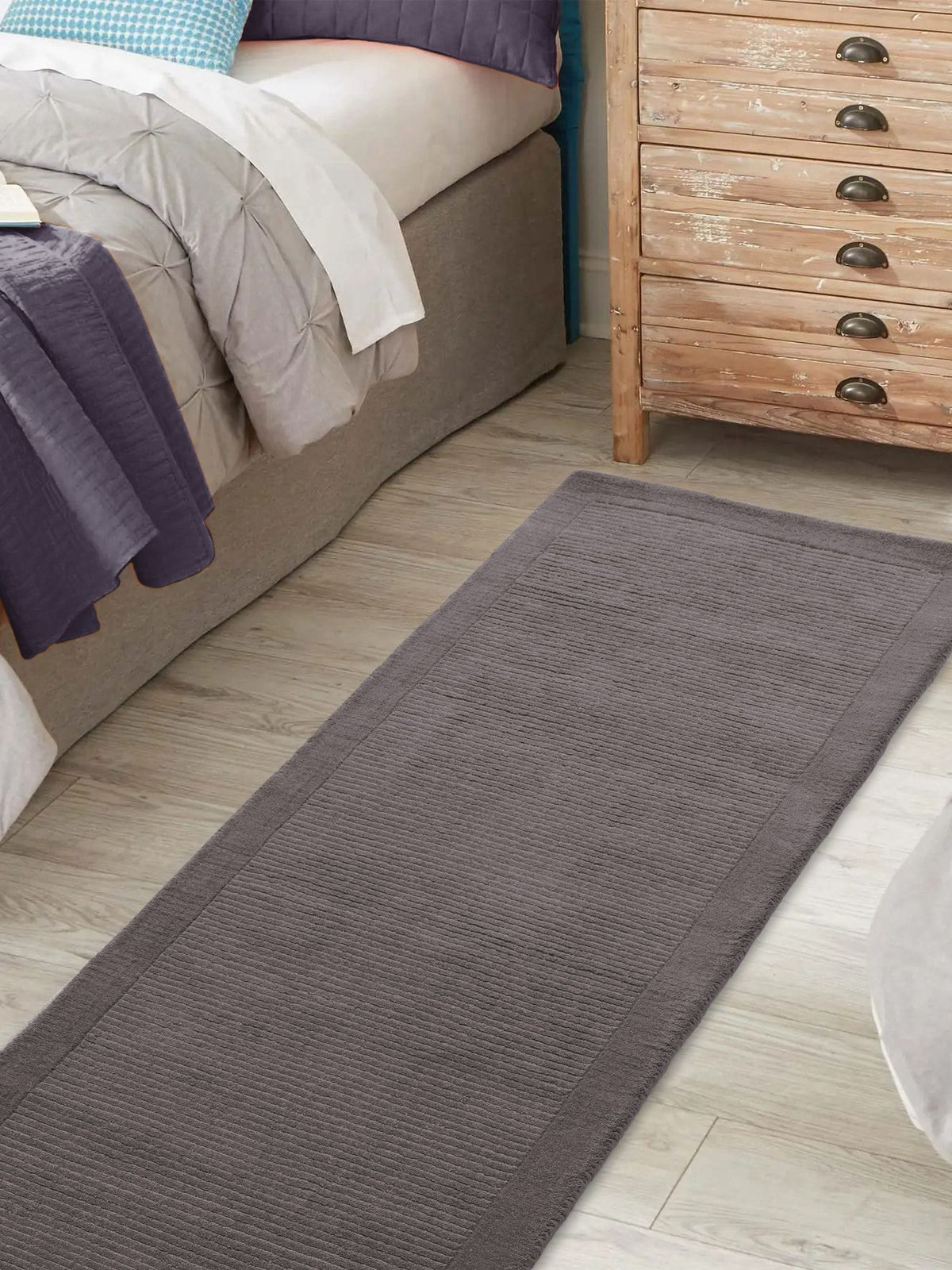 Asiatic Rugs grey wool runner rug 240x68cm (British brand)